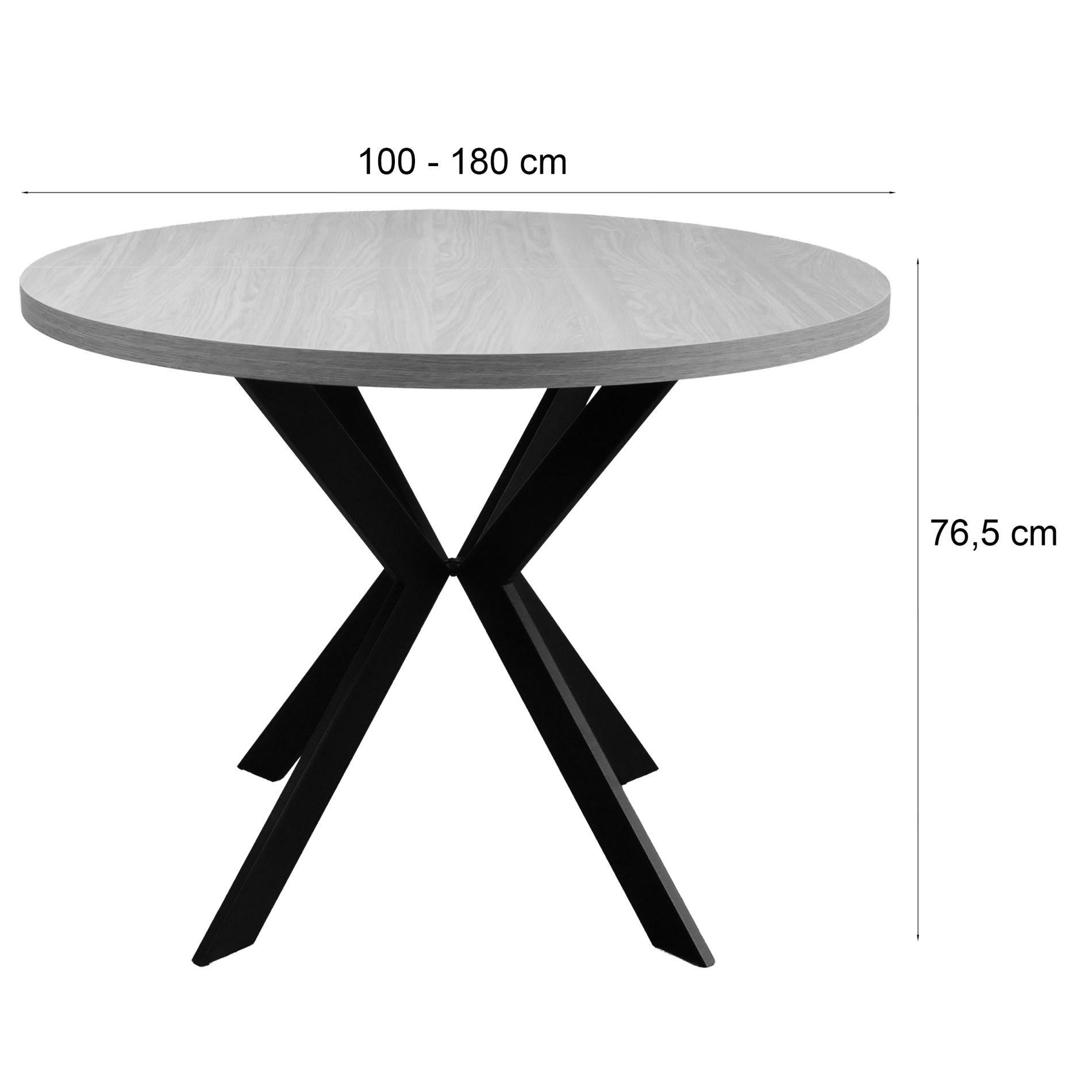 ESSTISCH Callions ausziehbar Greige/Schwarz, 100 x 180 x 100 cm - Taupe/Schwarz, Holzwerkstoff/Metall (100/100/76.5cm) - Selsey