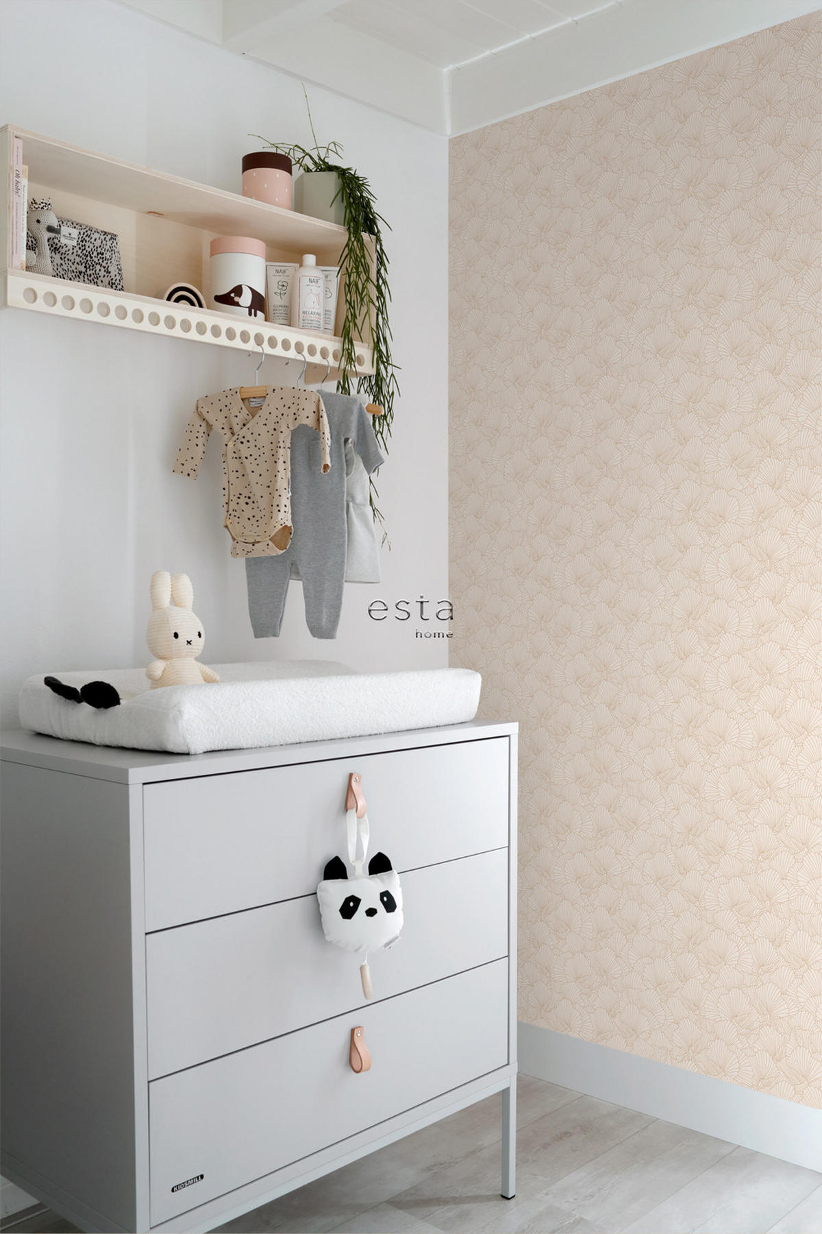 TAPETE gezeichnete Blätter 53 cm x 10.05 m - Beige, Papier (53/1000cm) - ESTAhome
