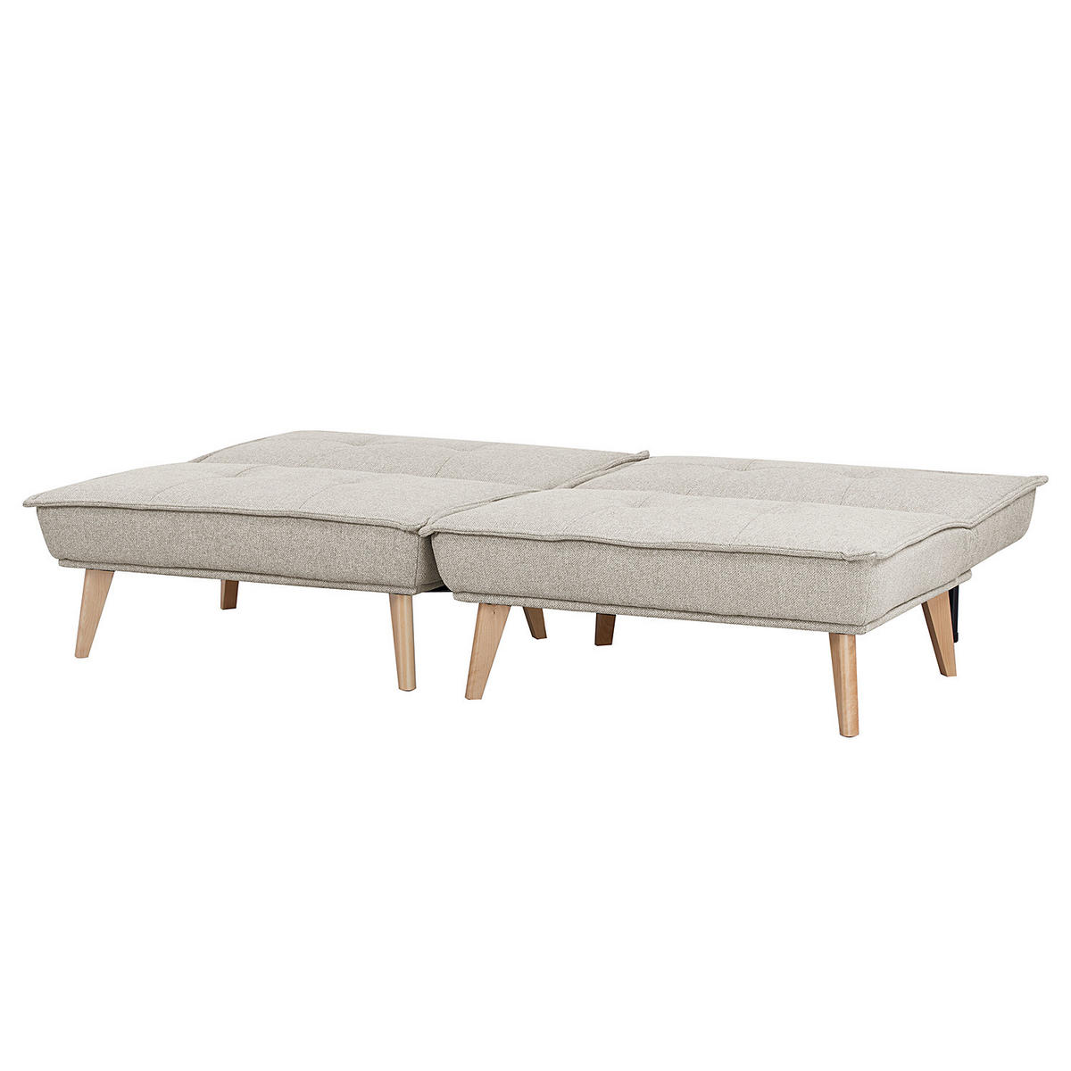 SCHLAFSOFA - Textil / Kiefer teilmassiv - Eichefarben/Hellgrau, Holz/Birkenholz (198/84/83cm) - home24