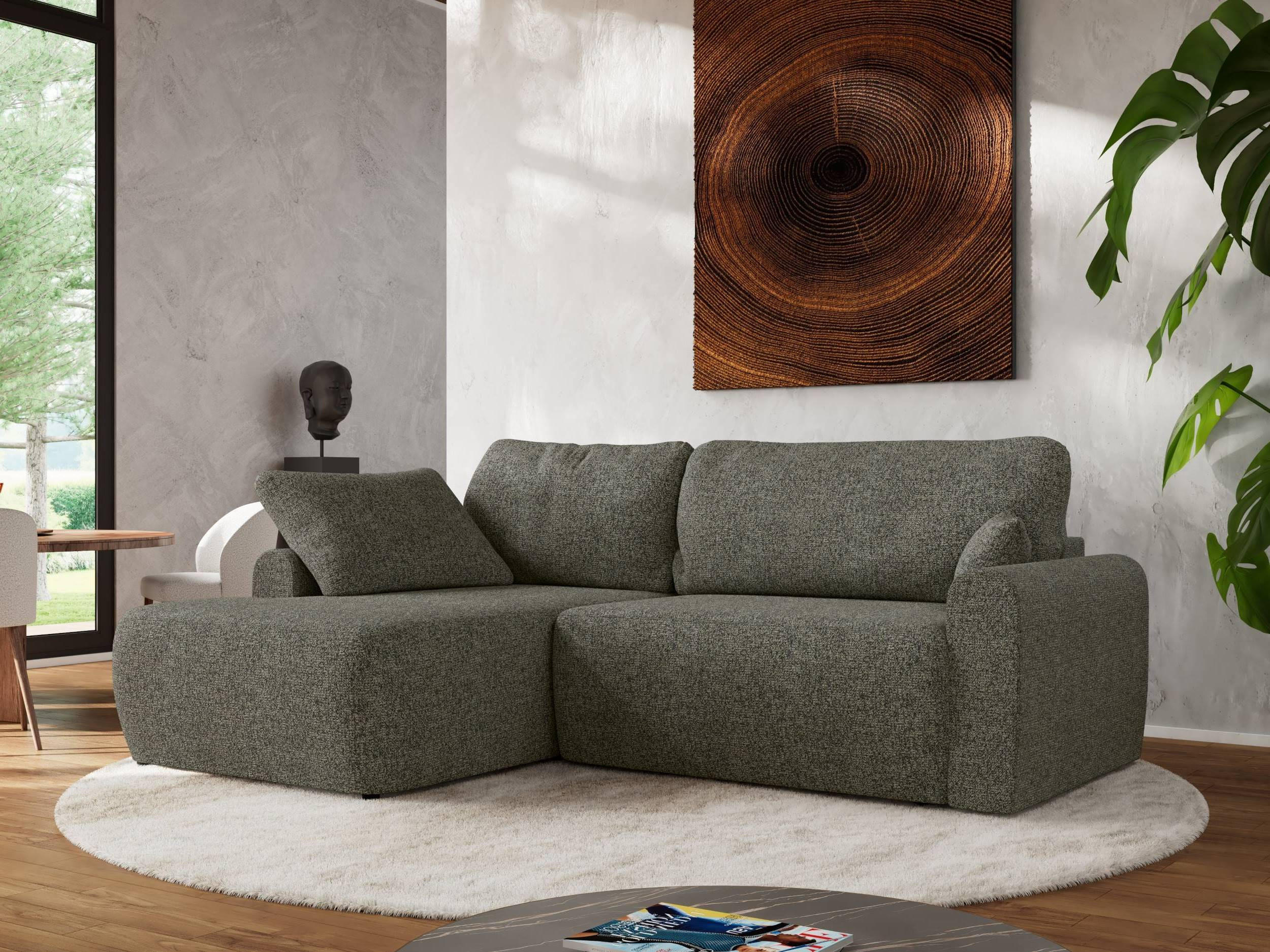 ECKSCHLAFSOFA CUBO L Grau Struktur - links - Schwarz/Grau, Kunststoff/Textil (273/187cm) - MKS