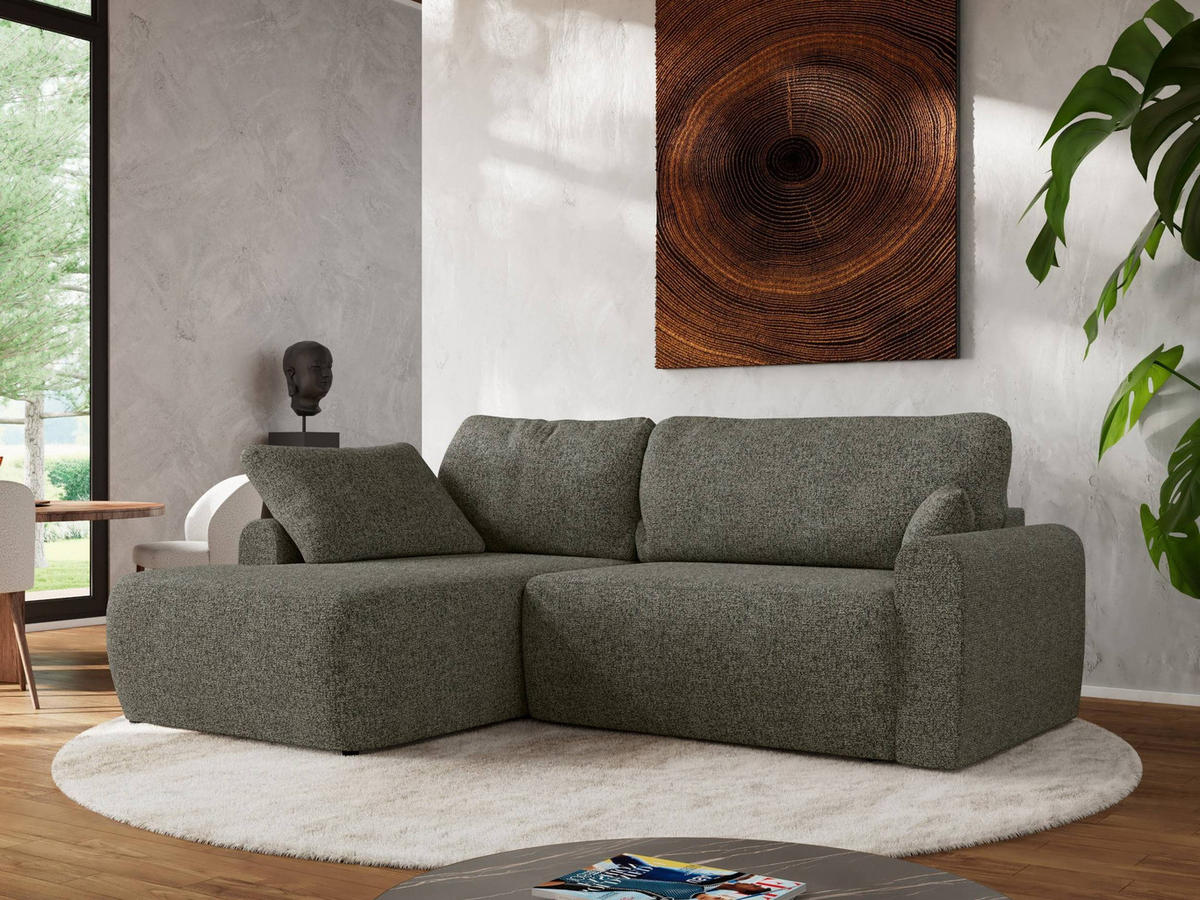 ECKSCHLAFSOFA CUBO L Grau Struktur - links - Schwarz/Grau, Kunststoff/Textil (273/187cm) - MKS
