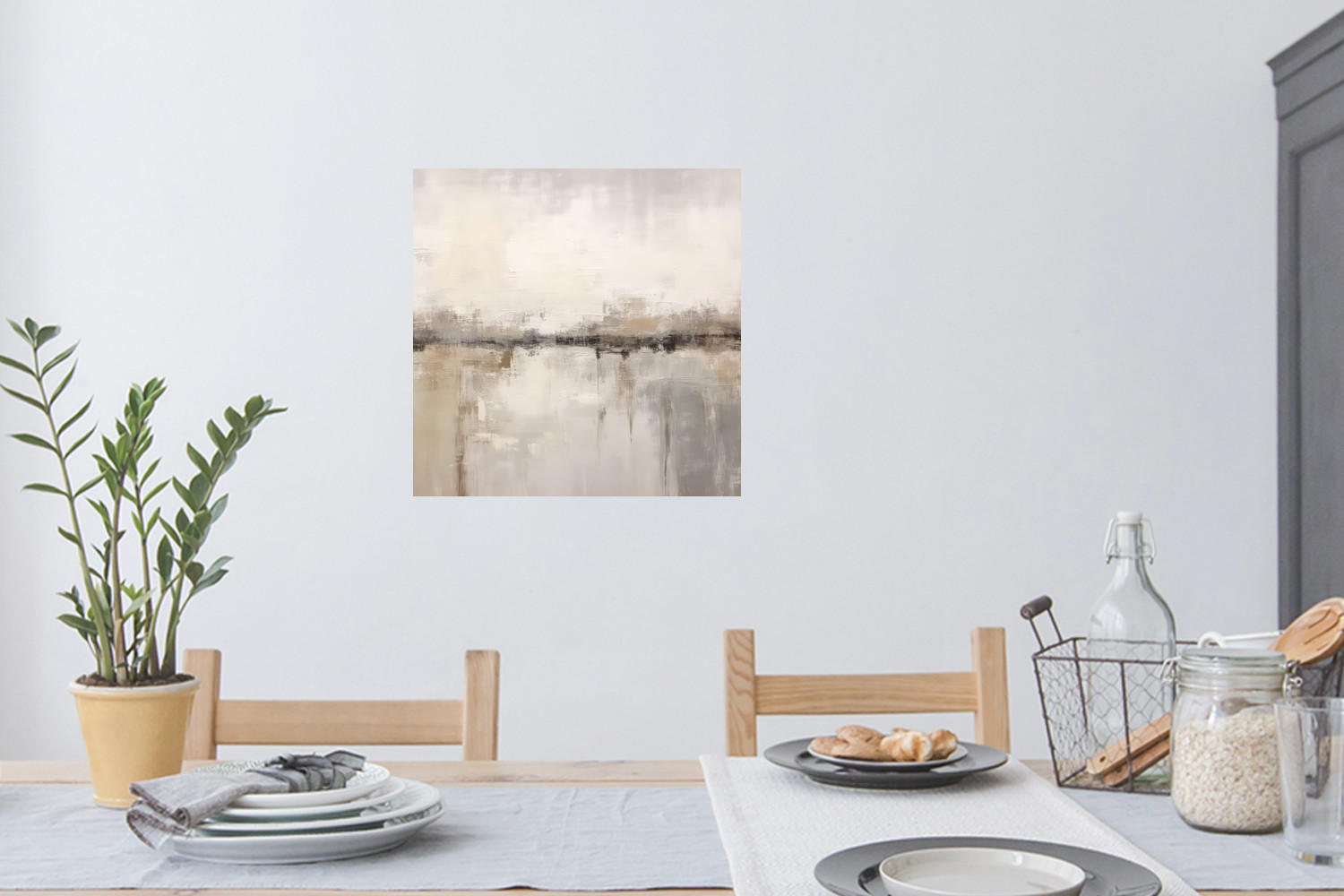 WANDTATTOO Moderne Kunst - Abstrakt - Beige 50x50 cm - Beige, Kunststoff (50/50/0.1cm) - MuchoWow