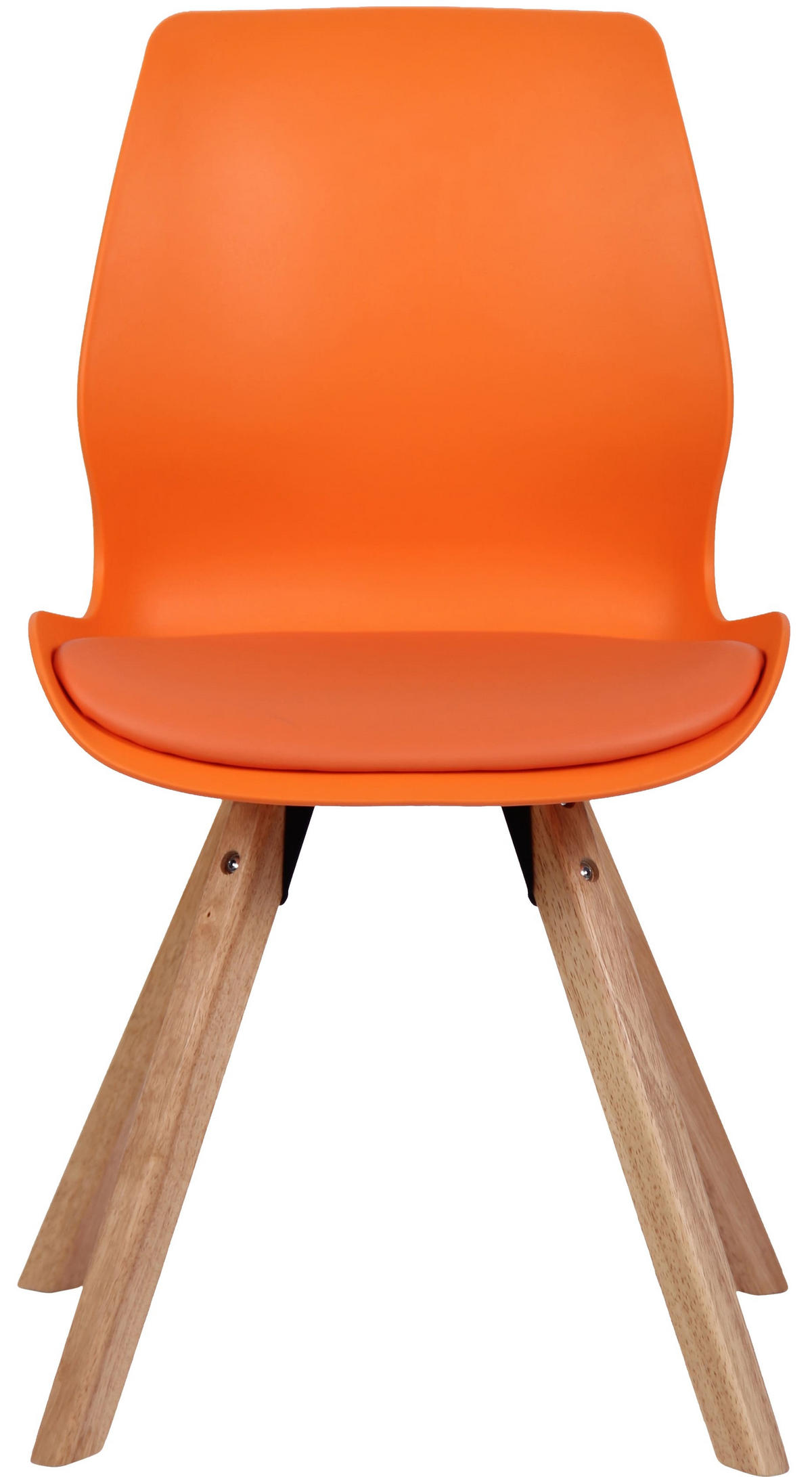 STUHL Kunststoff orange - Eukalyptusholzfarben/Orange, Holz/Kunststoff (49/87.5/58cm) - CLP