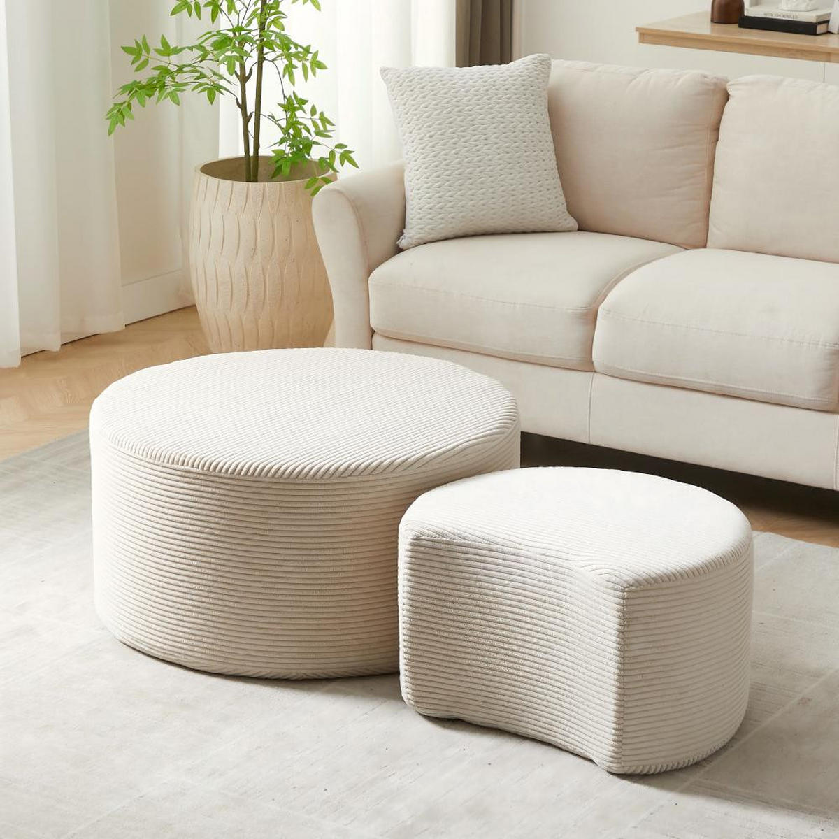 COUCHTISCH DE-04 2er-Set Beige - Beige, Textil (126/45/40cm) - ComfortXL