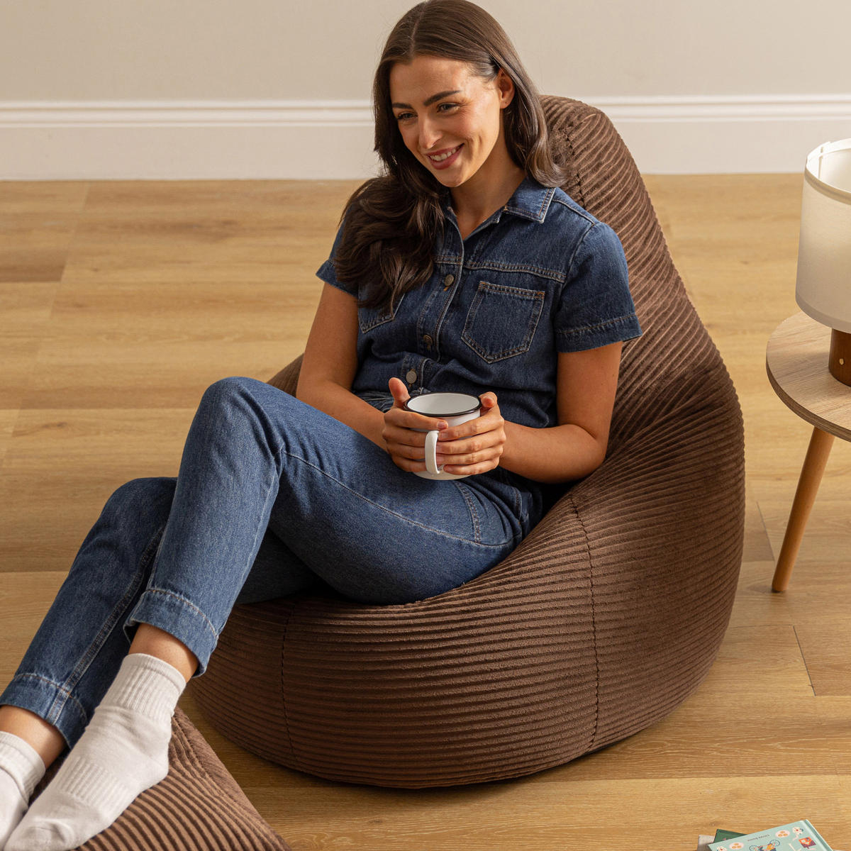 SITZSACK Dalton mit Hocker - Braun, Textil (90/73/84cm) - icon