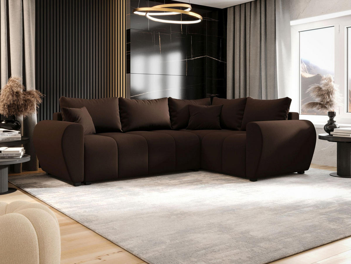 ECKSOFA MOLISA L Cosmic 800 Rechts mit Schlaffunktion - Braun, Textil (245/145cm) - Bedante