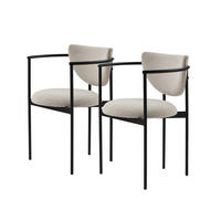 ARMLEHNSTUHL-SET DE-36862 2 Stück mit Stoffbezug Creme - Beige/Schwarz, Metall (60/56/78cm) - ComfortXL