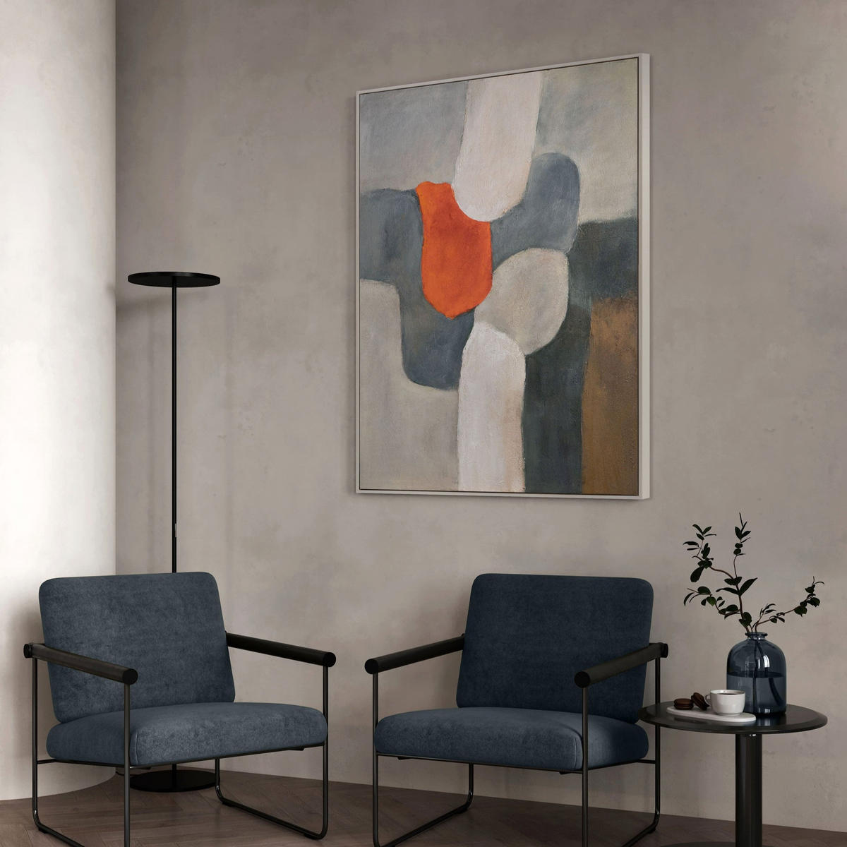 GEMÄLDE Flammende Insel Schattenfugenrahmen Eichefarben 140x100 cm - Eichefarben, Holz (140/100cm) - YS-art gallery
