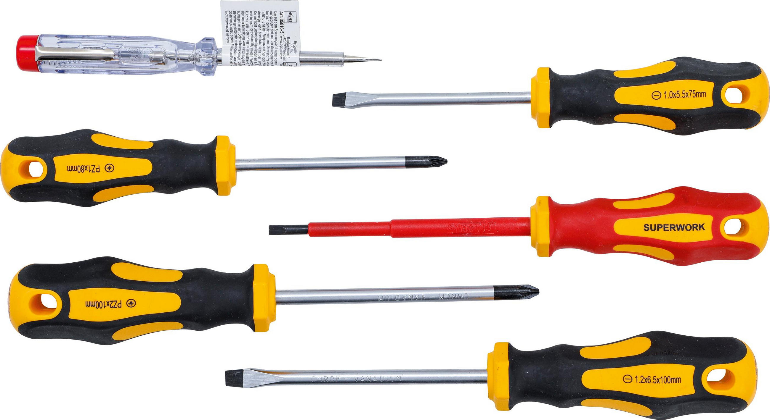 VDE-ELEKTRIKER- / SCHRAUBENDREHER-SATZ | SCHLITZ / KREUZSCHLITZ | - Multicolor, Kunststoff/Metall (1/1cm) - BGS technic