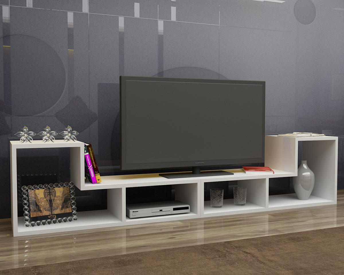 TV-ELEMENT Tetris Weiss - Weiß, Holzwerkstoff (120/40/29.5cm)