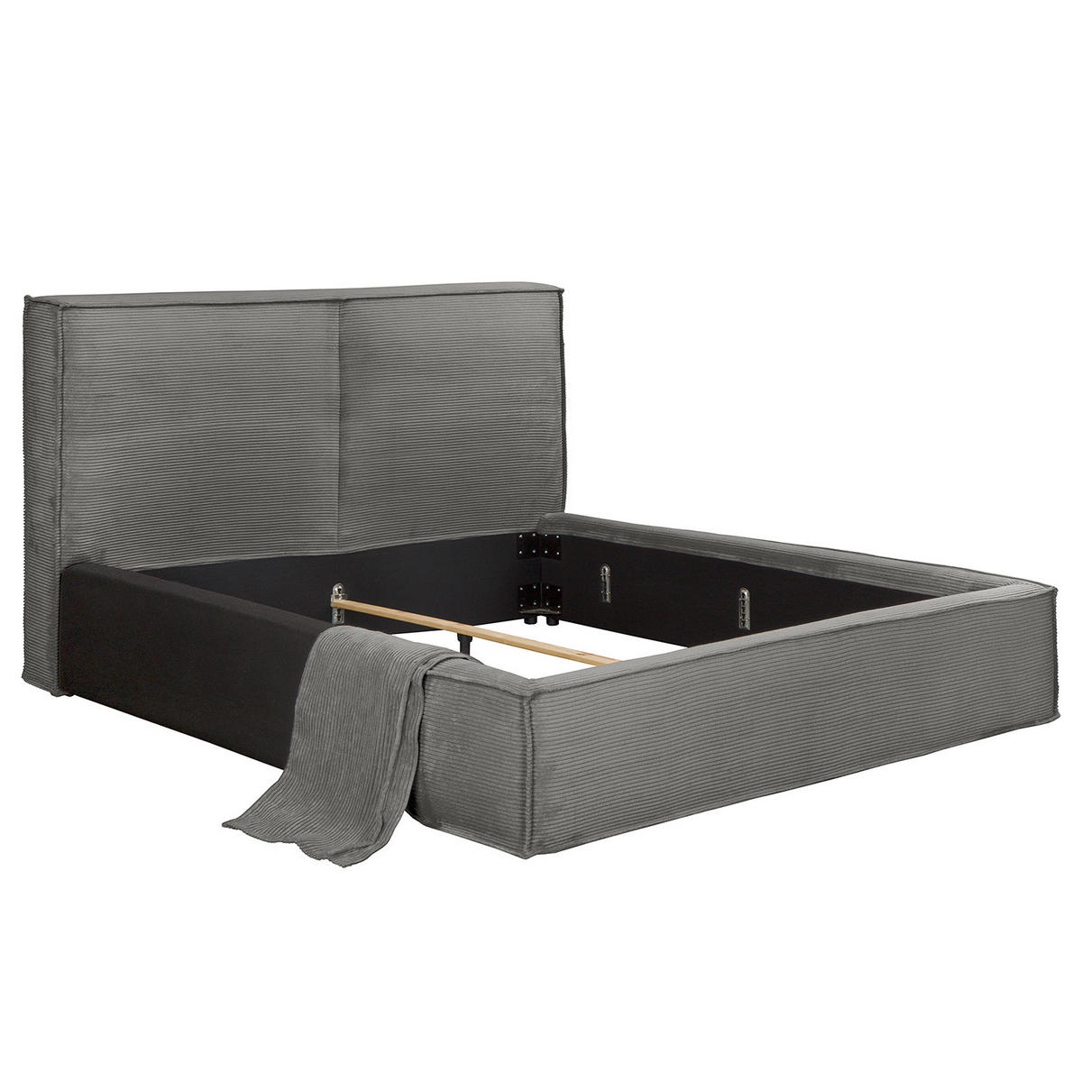 WECHSELBEZUG für Polsterbett - Graphitfarben, Textil (160/200cm) - home24