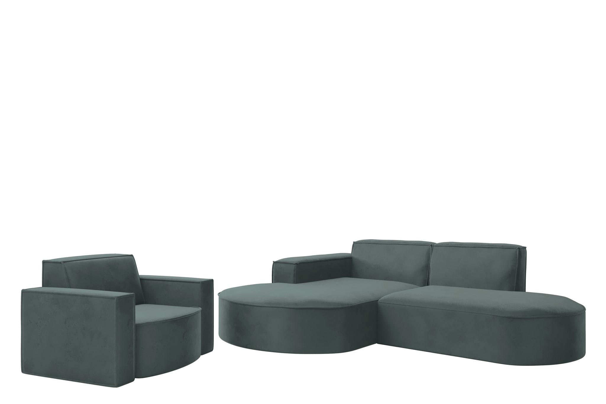 SOFASET Palma Ecksofa Sessel Opera - Smaragdgrün, Holzwerkstoff/Textil (236/78/165cm) - Fun Möbel
