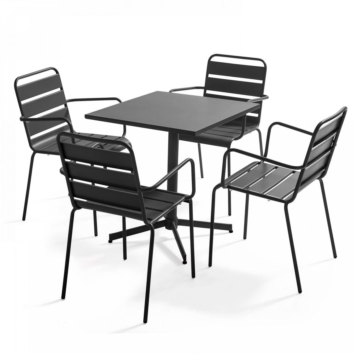 GARTENSET 5-tlg., Grau - Grau, Metall - Oviala