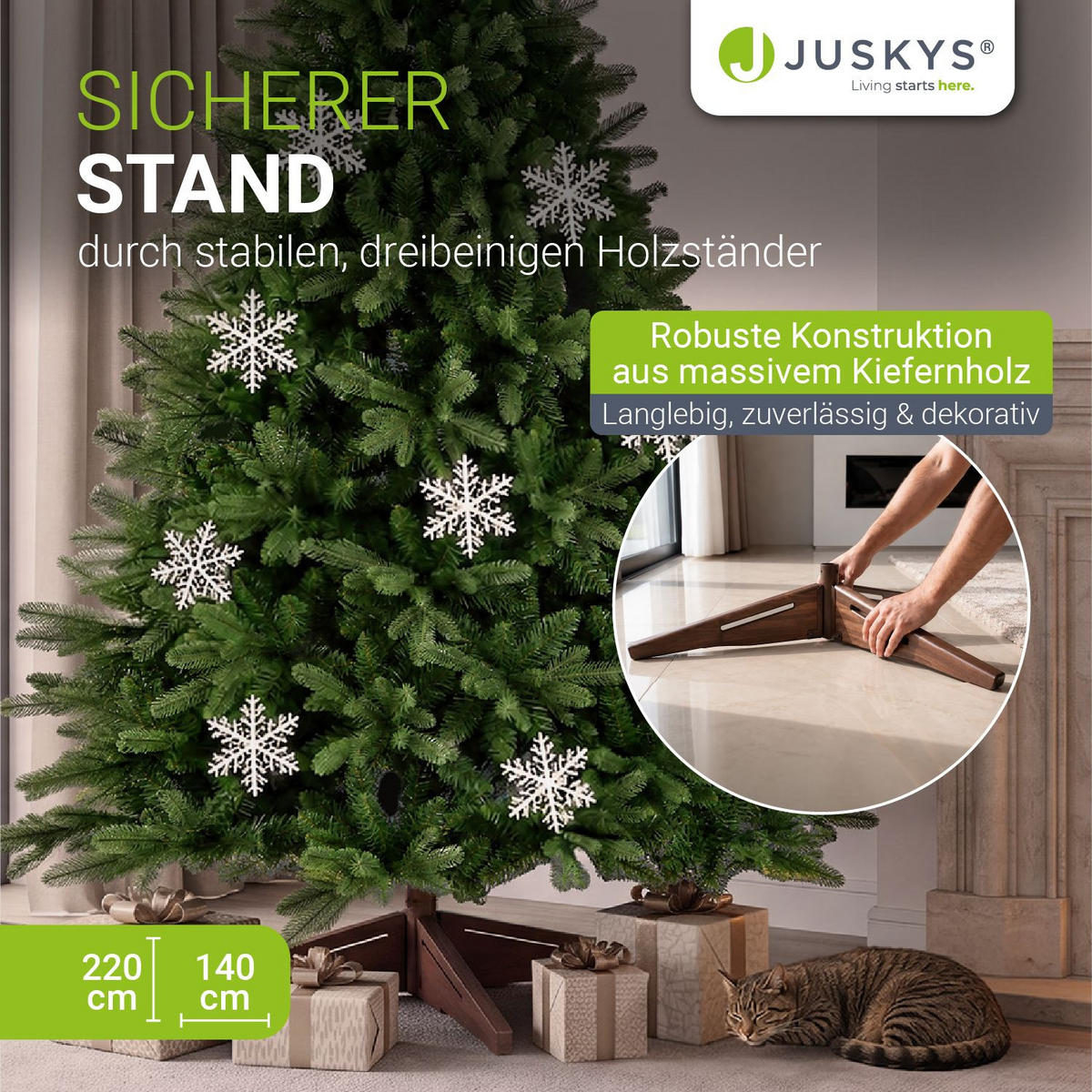 WEIHNACHTSBAUM Norvi grün 220cm - Grün, Kunststoff (220cm) - Juskys