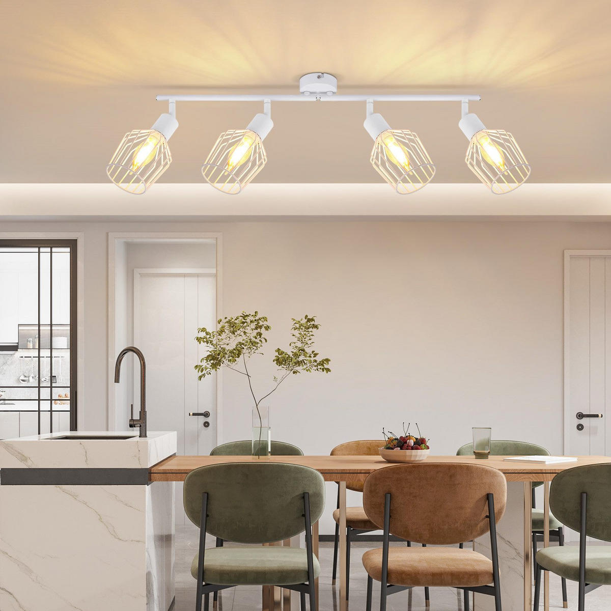 STRAHLER Franziska 4-flammig 75/24/10 cm - Weiß, Metall (75/24/10cm) - Nettlife