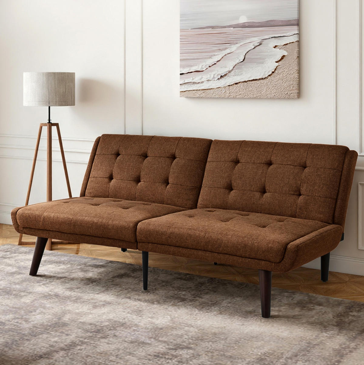 SCHLAFSOFA aus Leinen 157x51x70 cm in Braun mit 5-fach verstellbarer Rückenlehne - Braun, Textil (157/70/51cm) - Modfu
