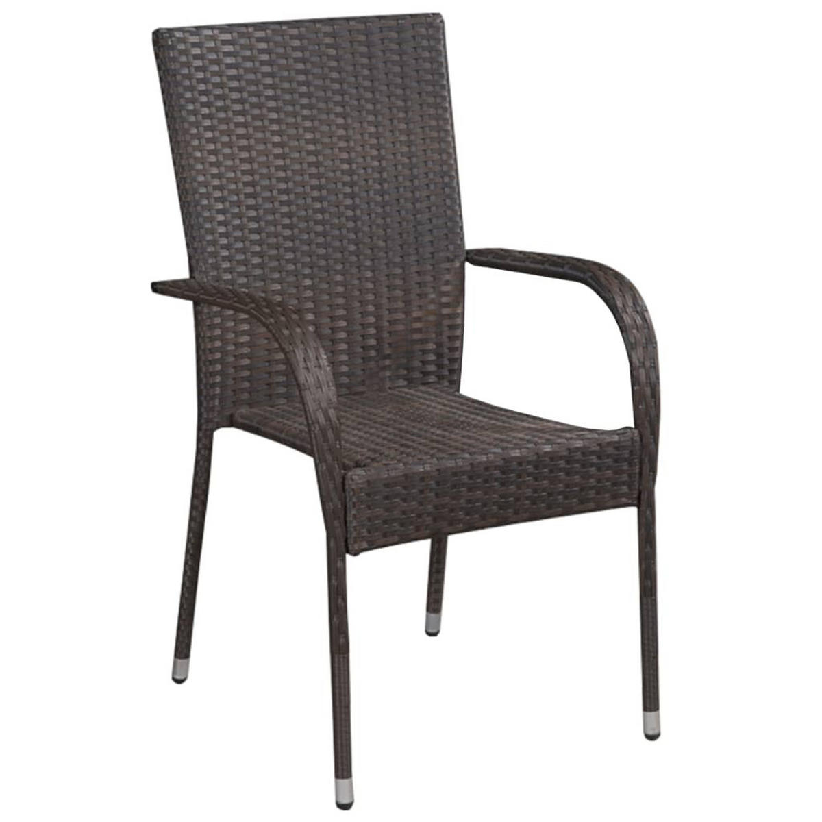 STAPELBARE Gartenstühle 4 Stk. Poly Rattan Braun - Braun, Holz (55.5/95/53.5cm) - furnicato