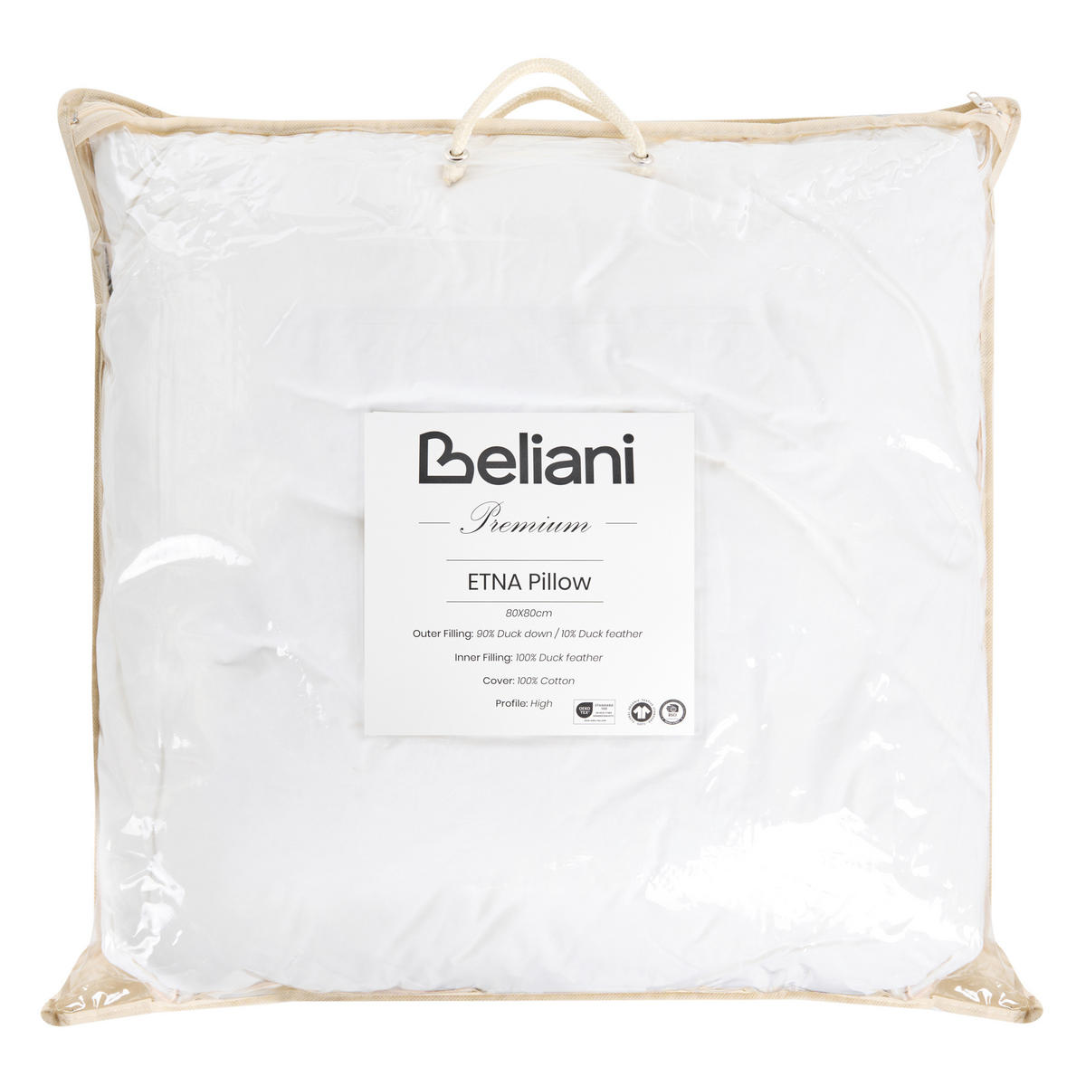 KOPFKISSEN Weiß Hoch 80/80 cm Etna - Weiß, Naturmaterialien (80/80cm) - Beliani