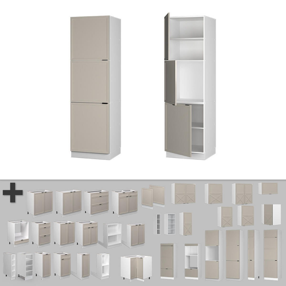 Weiß/Grau, Holzwerkstoff (60/206.8/58cm) - Vicco