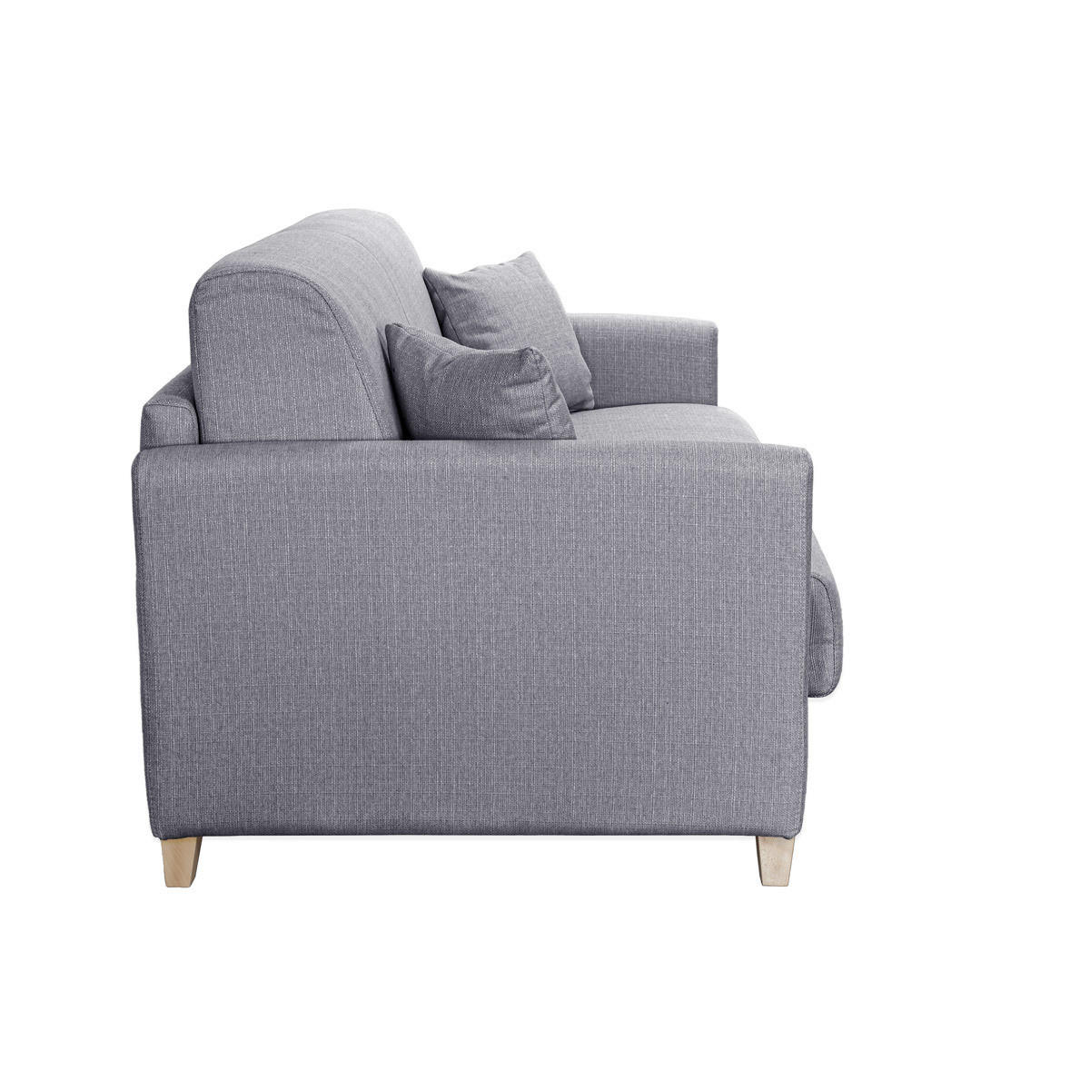 SCHLAFSOFA 3-Sitzer Skandinavisch Hellgrau Matratze 18 cm SKANDY - Hellgrau, Textil (99/92/176cm) - Miliboo