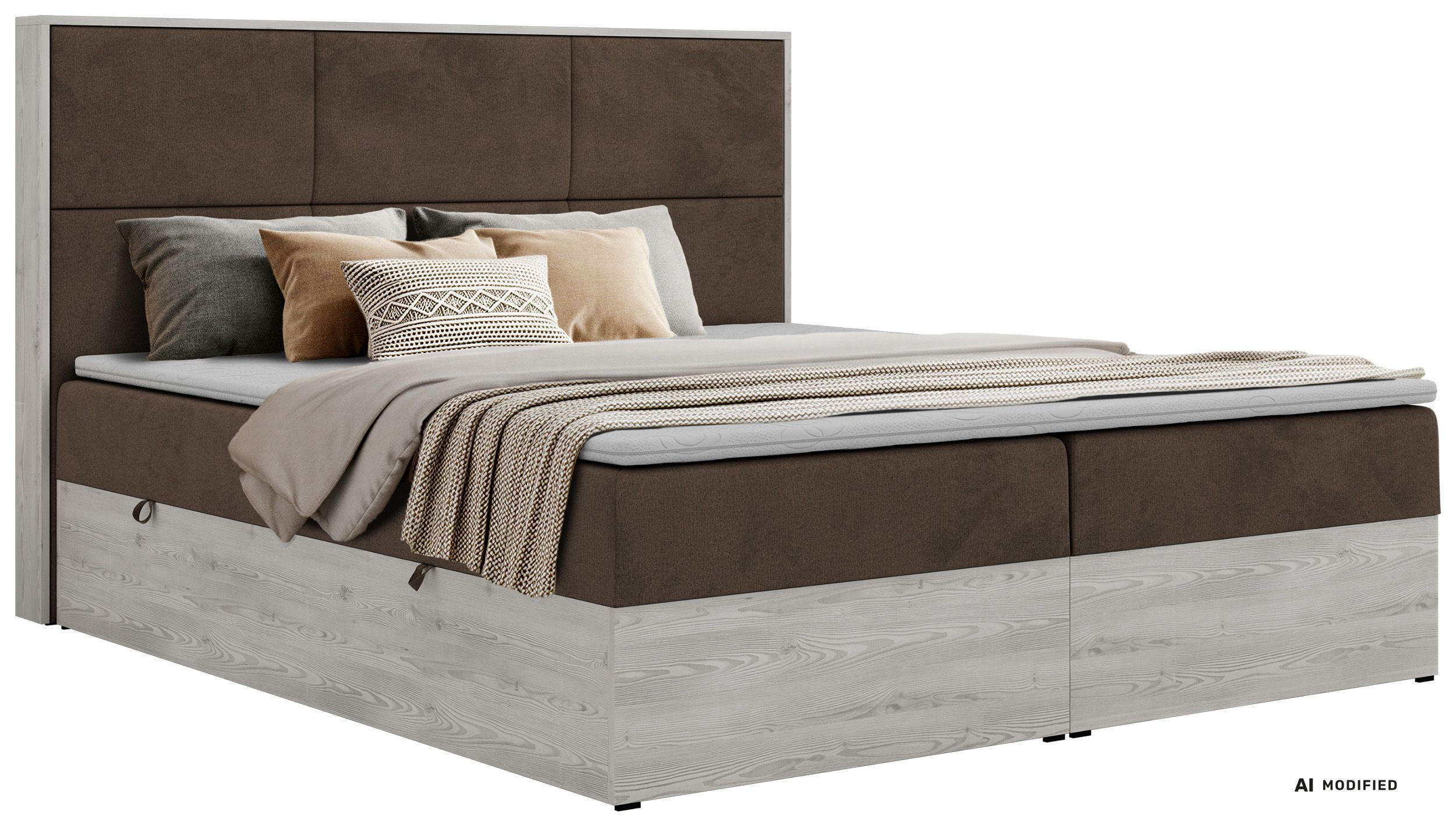KONTINENTÁLNÍ POSTEL DELNOR 180/200 - Hnědá Samet - Topper T25 - H3 - černá/hnědá, textil/plast (180/200cm) - MKS