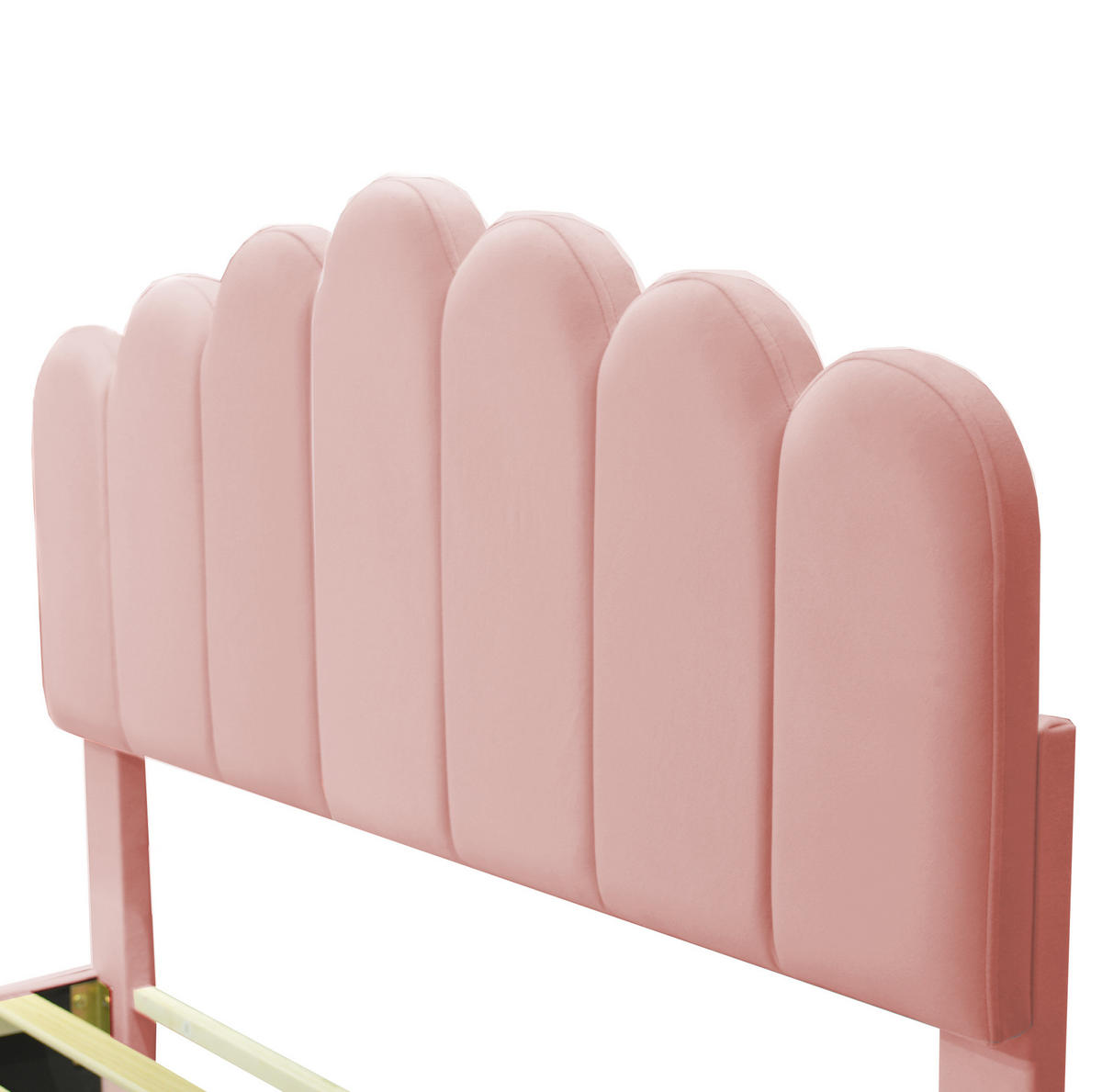 POLSTERBETT aus Samt 140x200 cm Rosa mit verstellbarem Kopfteil und Lattenrost - Rosa, Textil (140/200cm) - IVMEU