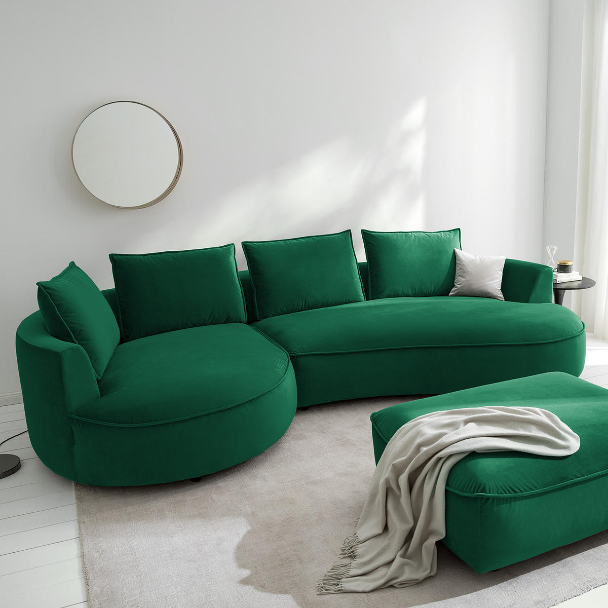 BIGSOFA - Dunkelgrün, Naturmaterialien/Kunststoff (322/82/154cm) - home24