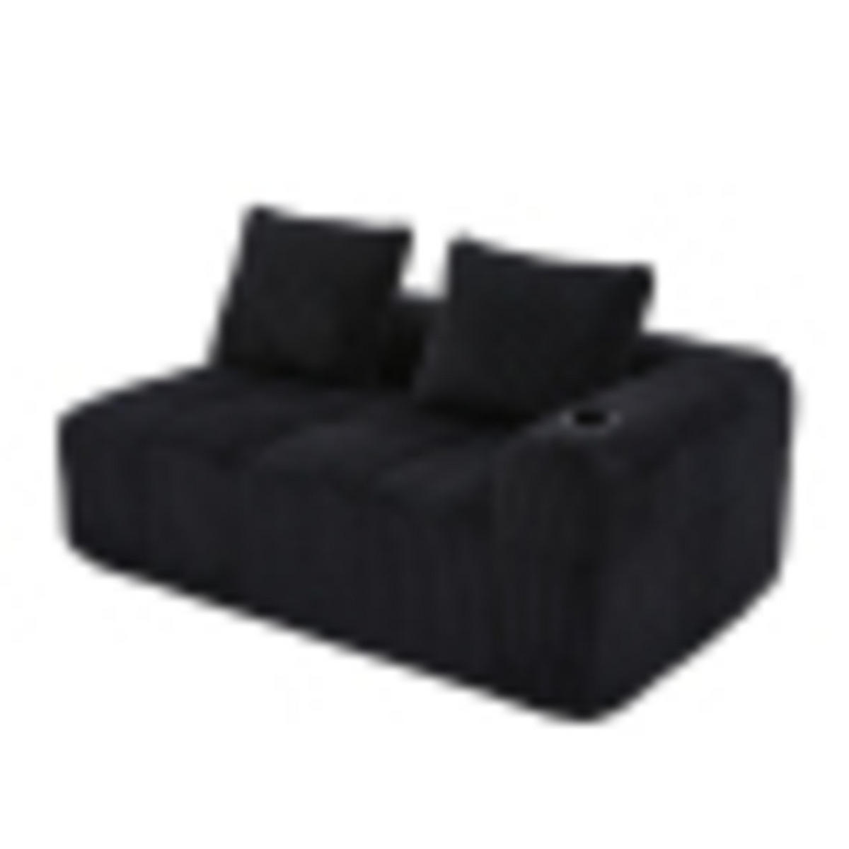 2-SITZER-SOFA aus Cord 158x93x61 cm mit Seitenfächern & Becherhaltern, schwarz - Schwarz, Textil (93/61/158cm) - Luhomfu