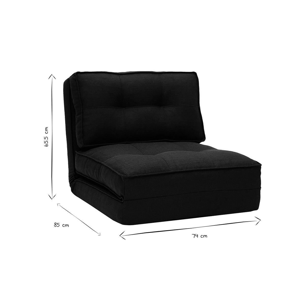 SCHLAFSESSEL Schwarz SALLY - Schwarz, Textil (85/65.5/74cm) - Miliboo