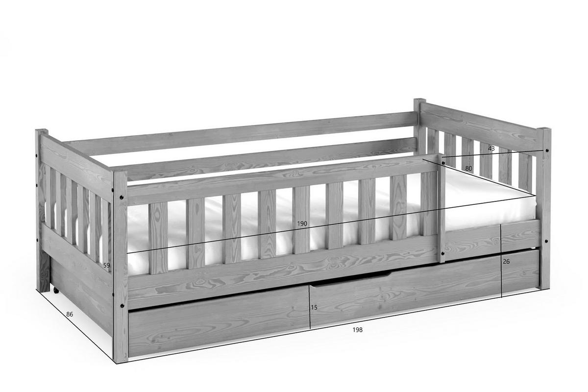KINDERBETT Holzbett LUMBE - Grau, Holz (80/190cm) - KONSIMO®
