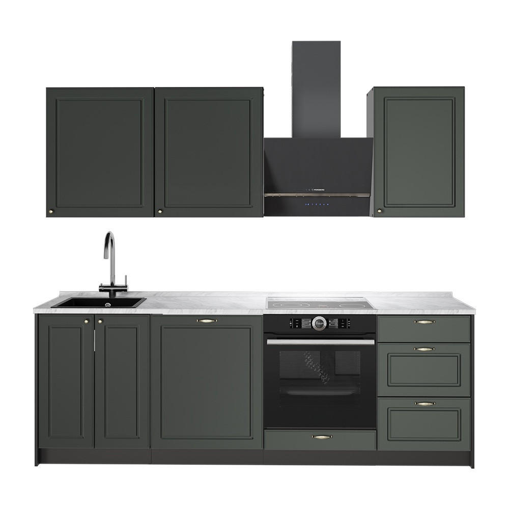 KÖK Fame-Line, Grönt och guld lanthus/antracit, 230 cm AP Marble - Grön/Antracit, Träbaserade material (230/206.8/60cm) - Vicco
