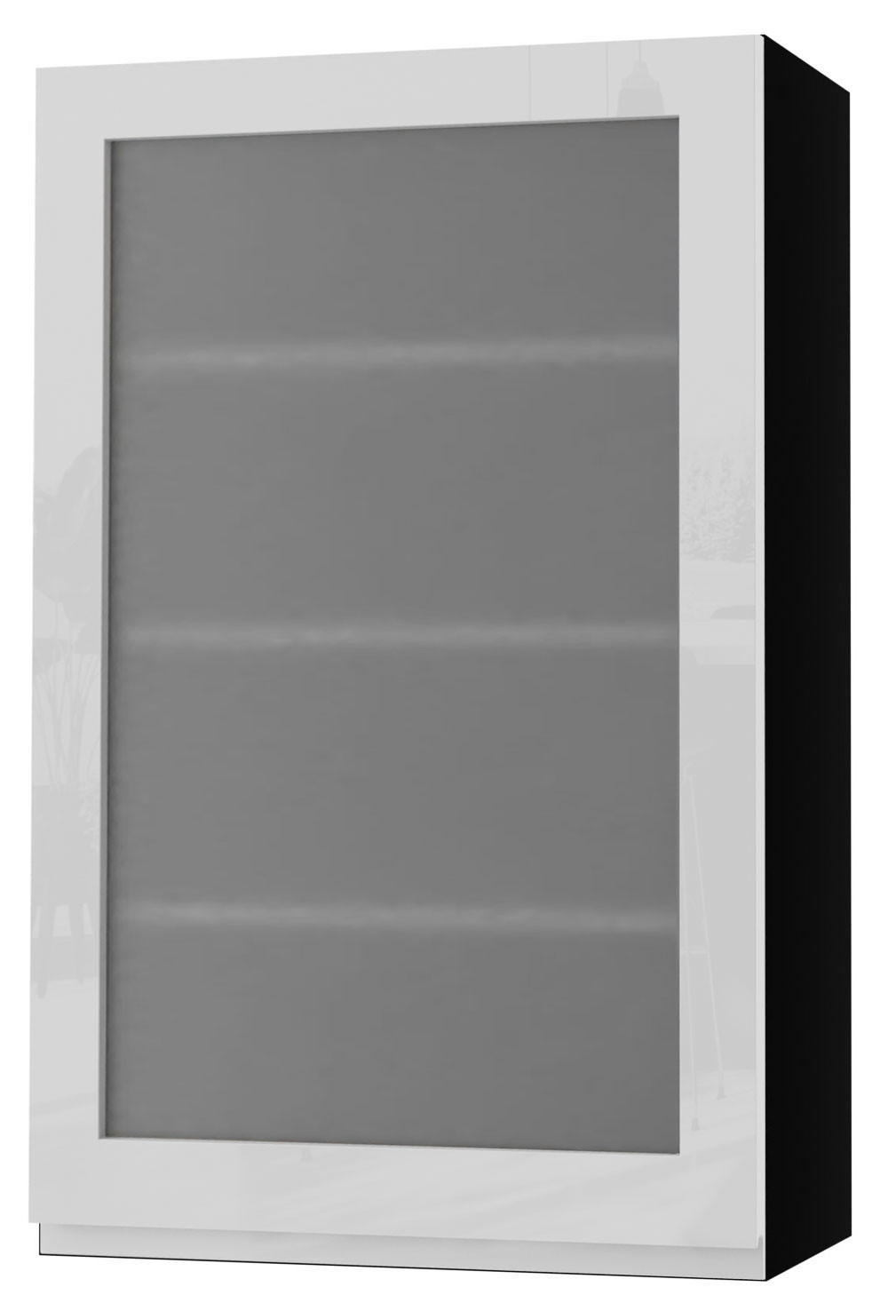 HÄNGESCHRANK Florence W4S/60 Schwarz / RAL 9003 signalweiß HG 60 / 32,5 / 96cm - Türanschlag rechts - Weiß Hochglanz/Schwarz, Holz/Holzwerkstoff (60/96/32.5cm) - Feldmann-Wohnen