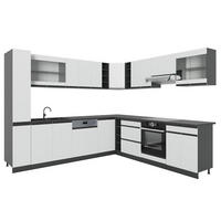 ECKKÜCHE R-Line, Weiß/Anthrazit, 277 x 257 cm J-Shape, ohne Arbeitsplatte - Anthrazit/Weiß, Holzwerkstoff (277/81.6/46cm) - Vicco