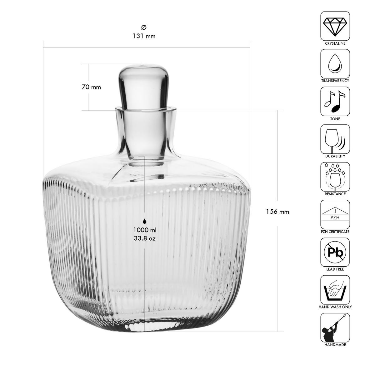 WHISKY SET, 3er-Set, 1000 ml / 200 ml, Hangemacht - Transparent, Glas (1L) - Krosno Glass