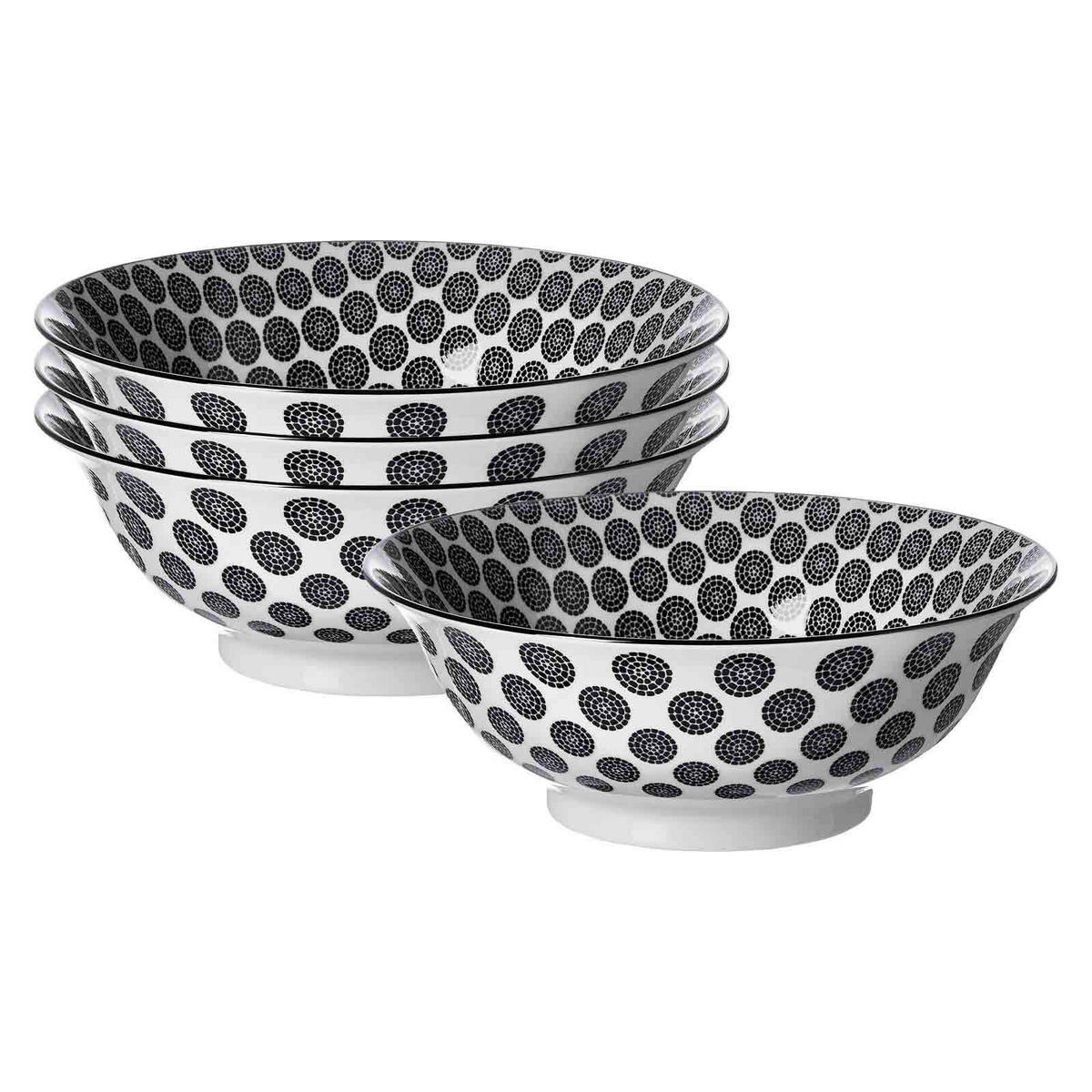 SERVIERSCHALEN Takeo Circles schwarz-weiß ø 21 cm 4er Set - Schwarz/Weiß, Keramik (21/8/21cm) - Ritzenhoff Breker