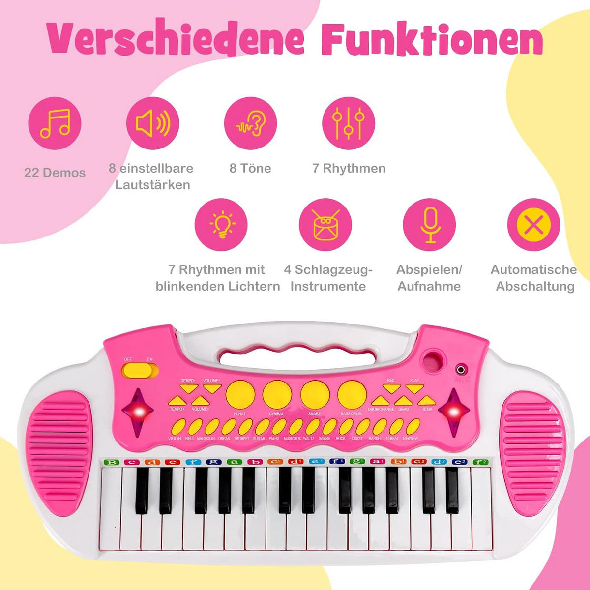 CHILDREN'S Musical Instrument Pink - Pink, Metall (47/20/27cm) - COSTWAY