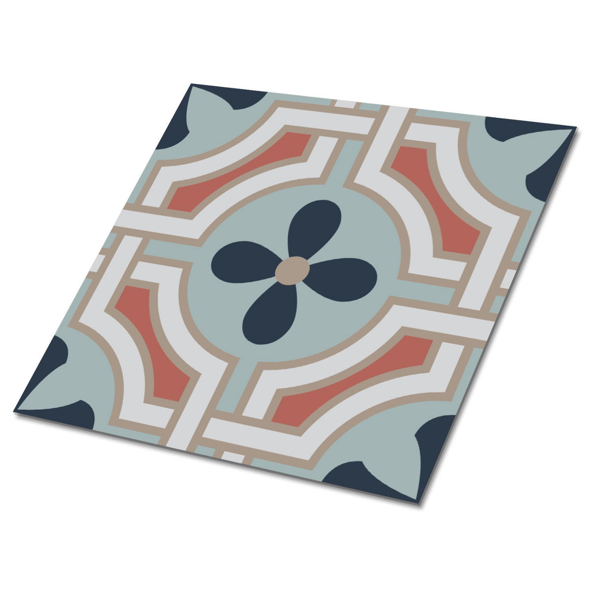 FLIESENAUFKLEBER 9 Stück 30x30 cm selbstklebend Blumenmuster - Multicolor, Textil (30/1.6/30cm) - TULUP