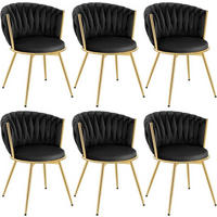 ESSZIMMERSTUHL 6er Set, drehbar, Samt, Schwarz - Goldfarben/Schwarz, Textil/Metall (60.5/78/59.5cm) - Woltu