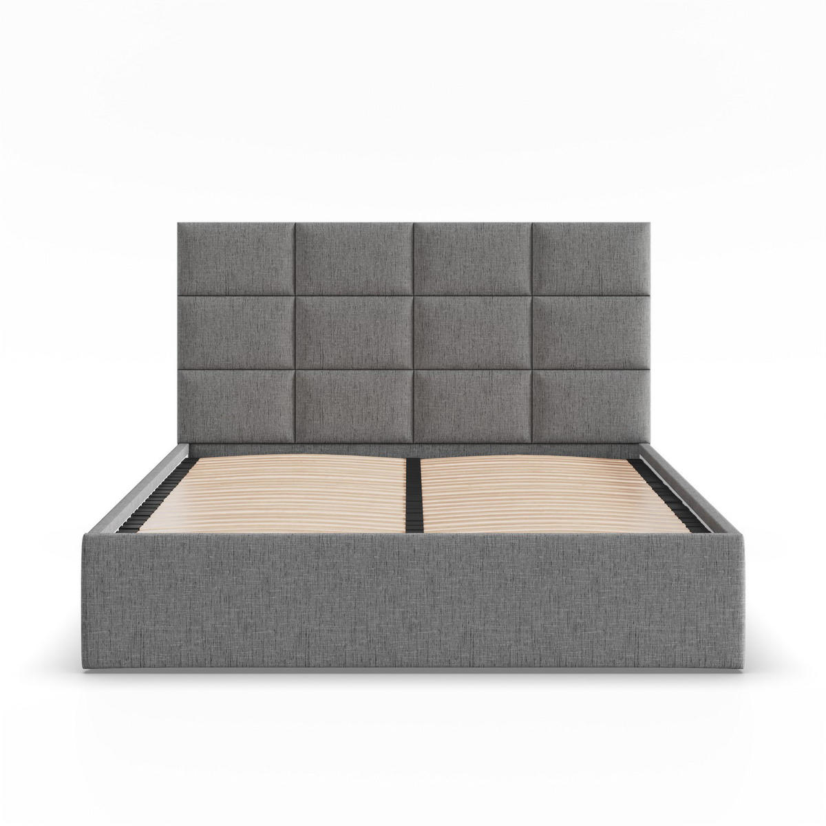 POLSTERBETT MIT KOPFTEIL 160x200 ohne Bettkasten YORK, Grau - Dunkelgrau, Textil (160/200cm) - Mebligo