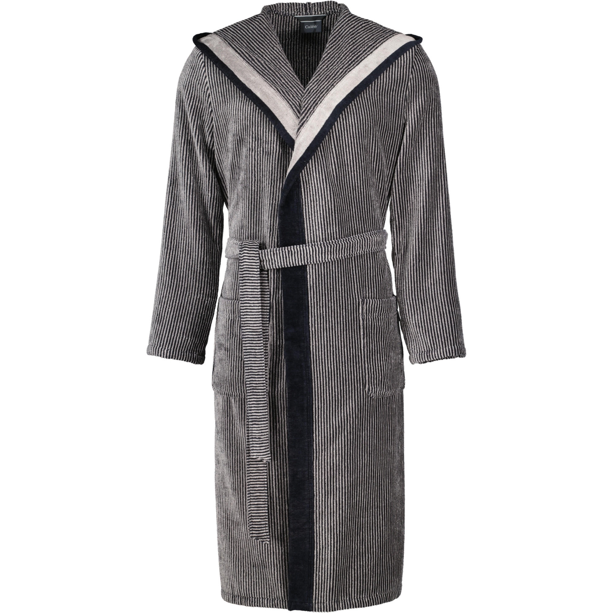 BADEMÄNTEL HERREN KAPUZE LUXURY HOME 5841 NATUR-SCHWARZ - 97 - Schwarz, Textil (Snull) - Cawoe