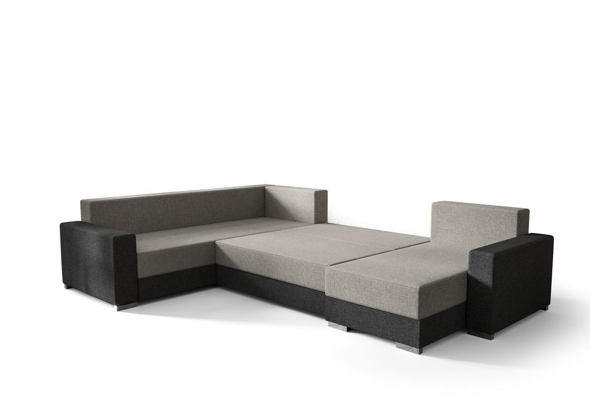 WOHNLANDSCHAFT Prado rechts mit Schlaffunktion und Bettzeugcontainer - Braun, Textil (314/88/210cm) - SIMKAM Furniture