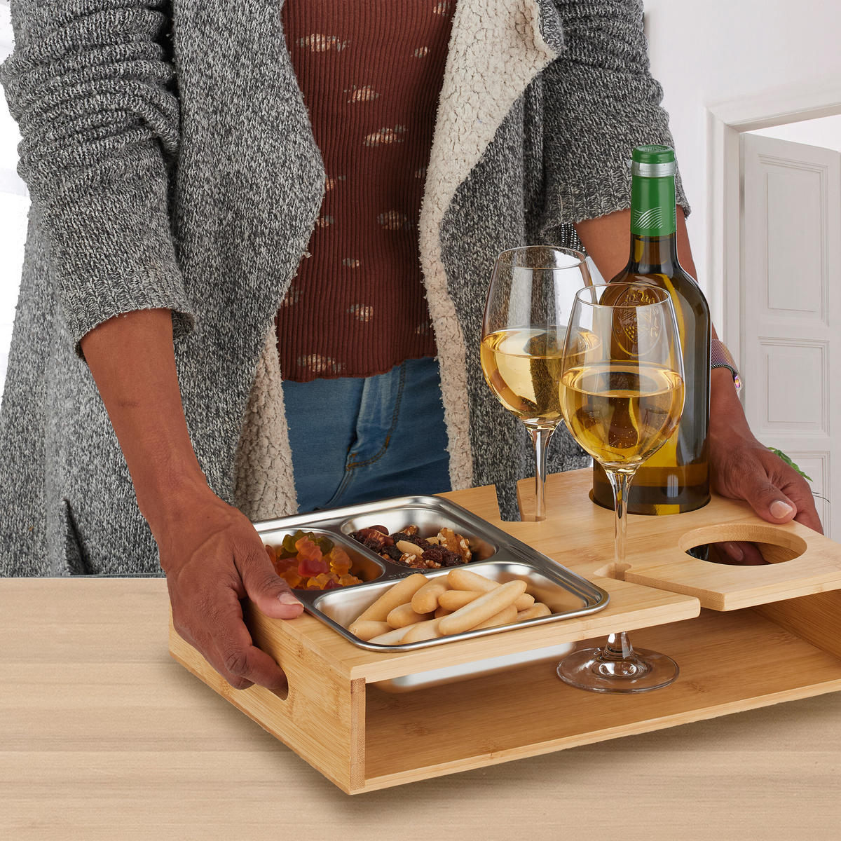 COUCHBAR - Hellbraun, Holz/Metall (36.5/8/25cm) - Relaxdays