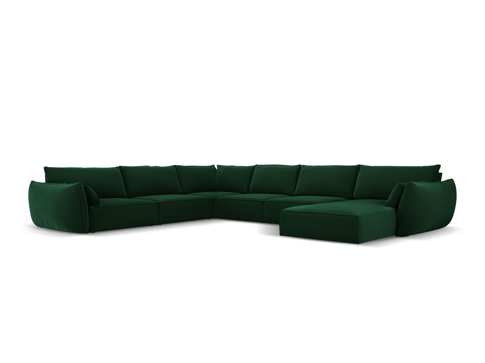 PANORAMASOFA links Kaelle aus Samt flaschengrün 8 Sitzplätze - Dunkelgrün, Textil (284/85/384cm) - Micadoni