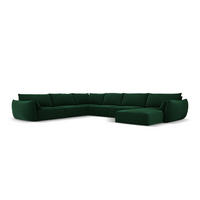 PANORAMASOFA links Kaelle aus Samt flaschengrün 8 Sitzplätze - Dunkelgrün, Textil (284/85/384cm) - Micadoni