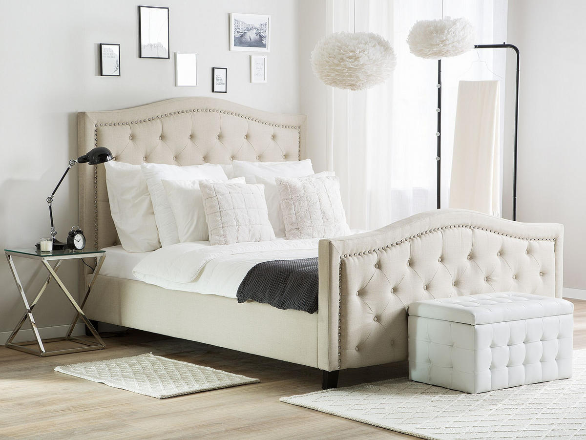 POLSTERBETT 180/200cm Beige Aurel - Beige, Textil (180/200cm) - Beliani