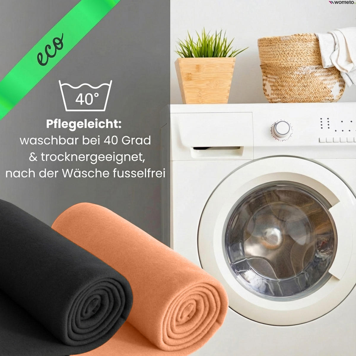 2ER Set Fleecedecken 130x160 eco-line aus 100% recyceltem Material orange - Orange, Textil (130/160cm) - wometo