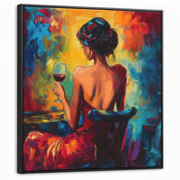 LEINWAND Bilder mit Rahmen - Wein - Frau - Stimmungsvoll - Farbenfroh - 90x90 - Bordeaux, Textil (90/90cm) - MuchoWow