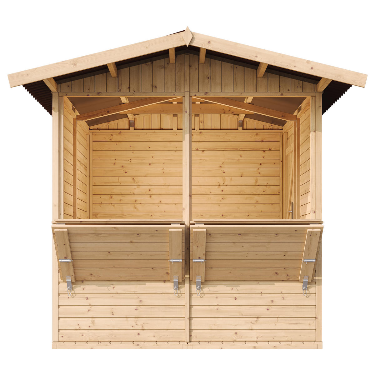 MARKTBUDE Holz, Gartenhaus - 200x200/4m2 M149 - Beige, Holz (253/232/263cm) - Timbela