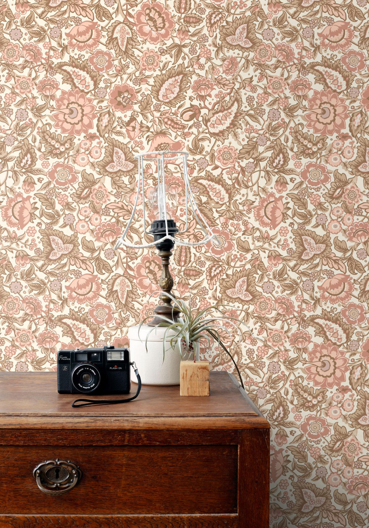 TAPETE Blumenmuster 50 x 900 cm - Terracotta, Papier (50/900cm) - ESTAhome