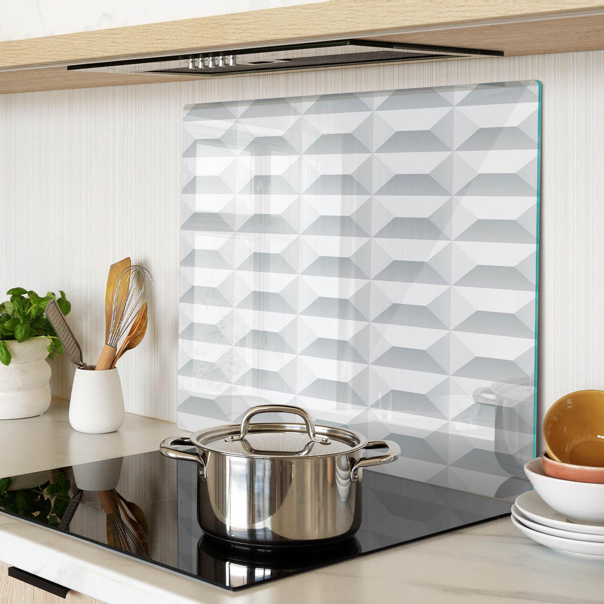 GLASPLATTE 60x52 cm Geometrische Figuren - Weiß, Glas (60/0.4/52cm) - TULUP